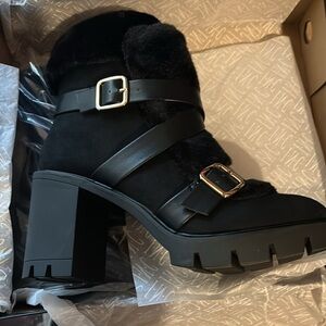 INC Womens Bemie Faux Fur Zipper Winter & Snow Boots Black 8.5